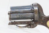 GOLD & SILVER Inlaid Antique BELGIAN 7mm Pinfire PEPPERBOX Revolver FOLDING TRIGGER 6-Shot Revolver w/IVORY GRIP - 4 of 16