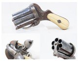 GOLD & SILVER Inlaid Antique BELGIAN 7mm Pinfire PEPPERBOX Revolver FOLDING TRIGGER 6-Shot Revolver w/IVORY GRIP - 1 of 16
