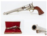 1863 Antique COLT Model 1860 .44 ARMY CIVIL WAR WILD WEST Period Nickel 8” In Fitted, Lined Modern Case with Key