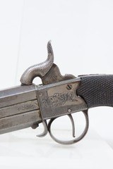 ENGRAVED Antique BRITISH SUPERPOSED .45 SWIVEL BARREL Percussion PistolMid-1800s English SELF DEFENSE Pocket Pistol - 4 of 18