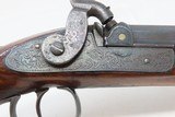 ENGRAVED English Antique SILVER BANDED Pistol Belt Holster .50 Caliber English BIG BORE Pistol Made Circa 1844 - 6 of 17