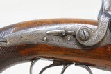 Engraved THOMAS LLOYD Antique DOUBLE BARREL Percussion TWO TRIGGER PistolBRITISH .60 Cal. Self Defense Belt/Holster Pistol - 7 of 21