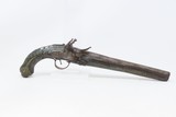 ORNATE Antique MEDITERANEAN/OTTOMAN Style Flintlock HORSE/NAVAL Pistol INLAID STOCK Late-18th / Early 19th Century Pistol - 2 of 16