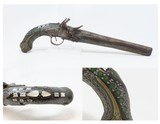 ORNATE Antique MEDITERANEAN/OTTOMAN Style Flintlock HORSE/NAVAL Pistol INLAID STOCK Late 18th / Early 19th Century Pistol