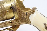 GOLD, ENGRAVED, IVORY Leather CASED Antique 5mm PINFIRE Revolver Lefaucheux European with Fitted Wallet Case - 10 of 22