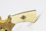 GOLD, ENGRAVED, IVORY Leather CASED Antique 5mm PINFIRE Revolver Lefaucheux European with Fitted Wallet Case - 7 of 22