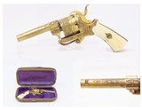 GOLD, ENGRAVED, IVORY Leather CASED Antique 5mm PINFIRE Revolver Lefaucheux European with Fitted Wallet Case - 1 of 22