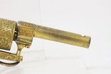 GOLD, ENGRAVED, IVORY Leather CASED Antique 5mm PINFIRE Revolver Lefaucheux European with Fitted Wallet Case - 22 of 22