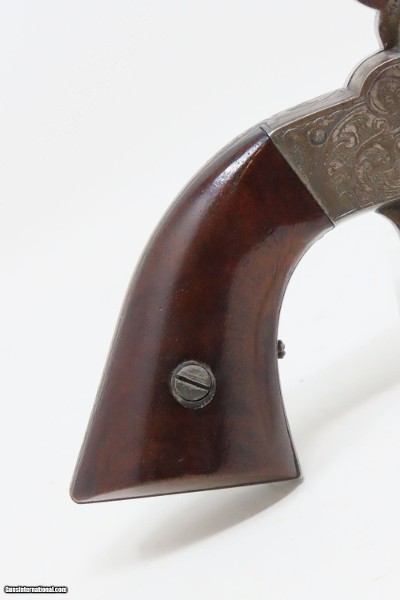 c1858 SCROLL ENGRAVED, SILVER PLATE Antique MANHATTAN POCKET Revolver .31 With STAGE COACH ROBBERY CYLINDER SCENE! - Image 20 of 22