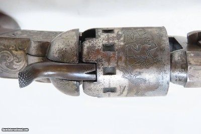 c1858 SCROLL ENGRAVED, SILVER PLATE Antique MANHATTAN POCKET Revolver .31 With STAGE COACH ROBBERY CYLINDER SCENE! - Image 8 of 22