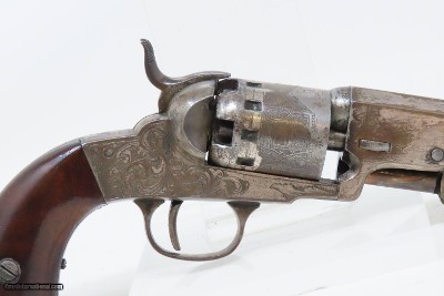 c1858 SCROLL ENGRAVED, SILVER PLATE Antique MANHATTAN POCKET Revolver .31 With STAGE COACH ROBBERY CYLINDER SCENE! - Image 21 of 22