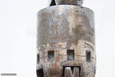 c1858 SCROLL ENGRAVED, SILVER PLATE Antique MANHATTAN POCKET Revolver .31 With STAGE COACH ROBBERY CYLINDER SCENE! - Image 13 of 22