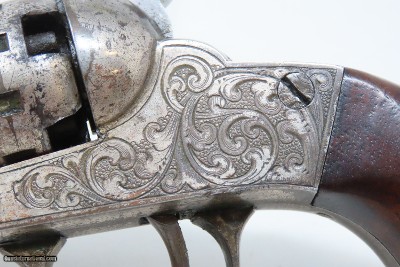 c1858 SCROLL ENGRAVED, SILVER PLATE Antique MANHATTAN POCKET Revolver .31 With STAGE COACH ROBBERY CYLINDER SCENE! - Image 6 of 22