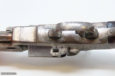 c1858 SCROLL ENGRAVED, SILVER PLATE Antique MANHATTAN POCKET Revolver .31 With STAGE COACH ROBBERY CYLINDER SCENE! - Image 16 of 22