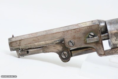 c1858 SCROLL ENGRAVED, SILVER PLATE Antique MANHATTAN POCKET Revolver .31 With STAGE COACH ROBBERY CYLINDER SCENE! - Image 5 of 22