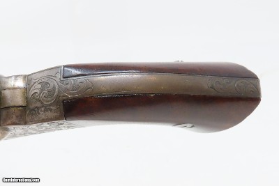 c1858 SCROLL ENGRAVED, SILVER PLATE Antique MANHATTAN POCKET Revolver .31 With STAGE COACH ROBBERY CYLINDER SCENE! - Image 7 of 22