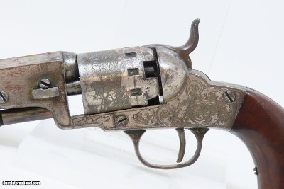 c1858 SCROLL ENGRAVED, SILVER PLATE Antique MANHATTAN POCKET Revolver .31 With STAGE COACH ROBBERY CYLINDER SCENE! - Image 4 of 22