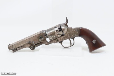 c1858 SCROLL ENGRAVED, SILVER PLATE Antique MANHATTAN POCKET Revolver .31 With STAGE COACH ROBBERY CYLINDER SCENE! - Image 2 of 22