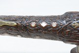 CHISELED CARVED SILVER MOTHER of PEARL Inlaid HORN Tipped FLINTLOCK Pirate Gorgeous Workmanship, High Condition - 15 of 20