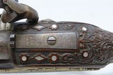 CHISELED CARVED SILVER MOTHER of PEARL Inlaid HORN Tipped FLINTLOCK Pirate Gorgeous Workmanship, High Condition - 12 of 20