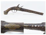 CHISELED CARVED SILVER MOTHER of PEARL Inlaid HORN Tipped FLINTLOCK Pirate Gorgeous Workmanship, High Condition