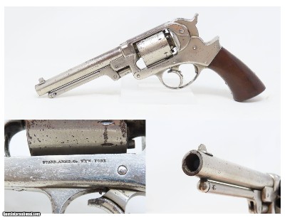 CIVIL WAR Antique U.S. STARR ARMS M1858 Army .44 PERCUSSION Revolver Nickel U.S. Contract Double Action ARMY Revolver