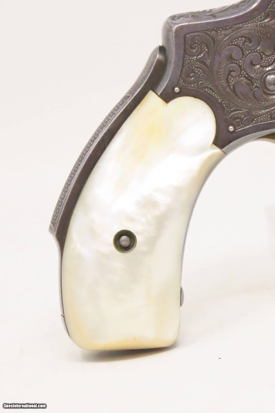 SILVER & GOLD PLATED, ENGRAED 1st Model S&W .32 Safety Hammerless 5-Shot “LEMONSQUEEZER” Revolver w/PEARL GRIPS - Image 16 of 18
