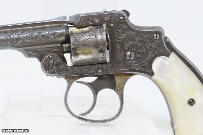 SILVER & GOLD PLATED, ENGRAED 1st Model S&W .32 Safety Hammerless 5-Shot “LEMONSQUEEZER” Revolver w/PEARL GRIPS - Image 4 of 18