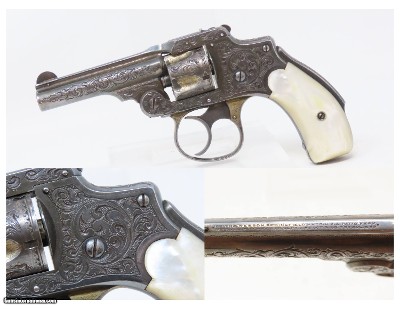 SILVER & GOLD PLATED, ENGRAED 1st Model S&W .32 Safety Hammerless 5-Shot “LEMONSQUEEZER” Revolver w/PEARL GRIPS