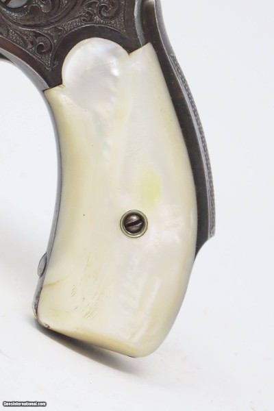 SILVER & GOLD PLATED, ENGRAED 1st Model S&W .32 Safety Hammerless 5-Shot “LEMONSQUEEZER” Revolver w/PEARL GRIPS - Image 3 of 18