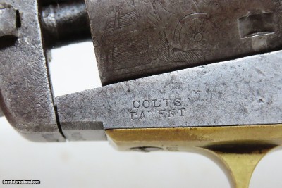 c1861 Antique COLT 1849 POCKET Revolver w/HOLSTER CIVIL WAR FRONTIER 6” w Stagecoach Robbery Holdup Cylinder Scene - Image 8 of 23