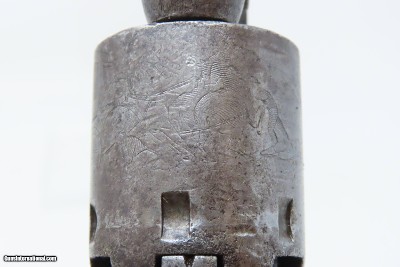 c1861 Antique COLT 1849 POCKET Revolver w/HOLSTER CIVIL WAR FRONTIER 6” w Stagecoach Robbery Holdup Cylinder Scene - Image 15 of 23