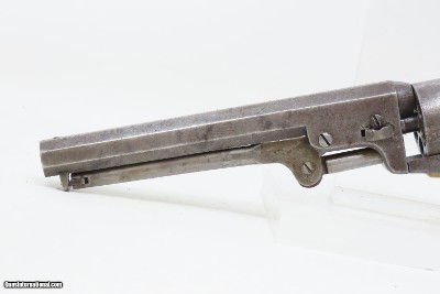 c1861 Antique COLT 1849 POCKET Revolver w/HOLSTER CIVIL WAR FRONTIER 6” w Stagecoach Robbery Holdup Cylinder Scene - Image 7 of 23