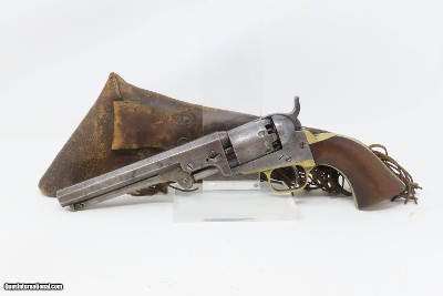 c1861 Antique COLT 1849 POCKET Revolver w/HOLSTER CIVIL WAR FRONTIER 6” w Stagecoach Robbery Holdup Cylinder Scene - Image 3 of 23