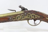 ORNATE CONTINENTAL EUROPEAN Antique Flintlock Pistol w BRASS LOCK, BARREL 18th Century Fighting Pistol in .60 Caliber - 18 of 19
