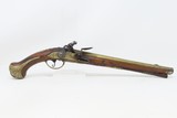 ORNATE CONTINENTAL EUROPEAN Antique Flintlock Pistol w BRASS LOCK, BARREL 18th Century Fighting Pistol in .60 Caliber - 2 of 19
