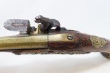 ORNATE CONTINENTAL EUROPEAN Antique Flintlock Pistol w BRASS LOCK, BARREL 18th Century Fighting Pistol in .60 Caliber - 10 of 19
