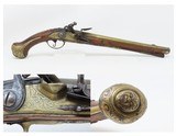 ORNATE CONTINENTAL EUROPEAN Antique Flintlock Pistol w BRASS LOCK, BARREL 18th Century Fighting Pistol in .60 Caliber - 1 of 19