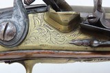 ORNATE CONTINENTAL EUROPEAN Antique Flintlock Pistol w BRASS LOCK, BARREL 18th Century Fighting Pistol in .60 Caliber - 6 of 19