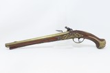ORNATE CONTINENTAL EUROPEAN Antique Flintlock Pistol w BRASS LOCK, BARREL 18th Century Fighting Pistol in .60 Caliber - 16 of 19