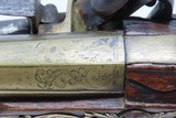 ORNATE CONTINENTAL EUROPEAN Antique Flintlock Pistol w BRASS LOCK, BARREL 18th Century Fighting Pistol in .60 Caliber - 12 of 19