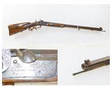 Game Scene ENGRAVED Antique A. REHBICHLER Germanic PERCUSSION TARGET RifleGERMAN Mid-1800s DEAR and FLORAL SCROLL ENGRAVING - 1 of 18