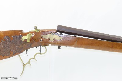 K. KIENDLBACHER Bellows LANCASTER, PENNSYLVANIA Tip-Up AIR GUN .34 8.5mm 19th Century RELIEF CARVED GERMANIC STOCK - Image 4 of 18