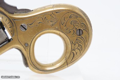 ENGRAVED Antique JAMES REID “My Friend” KNUCKLE DUSTER .22 Caliber REVOLVER 1870s Catskill, New York BRASS KNUCKLE PISTOL Combination - Image 3 of 13