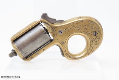 ENGRAVED Antique JAMES REID “My Friend” KNUCKLE DUSTER .22 Caliber REVOLVER 1870s Catskill, New York BRASS KNUCKLE PISTOL Combination - Image 2 of 13