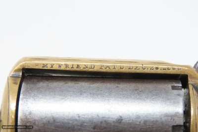 ENGRAVED Antique JAMES REID “My Friend” KNUCKLE DUSTER .22 Caliber REVOLVER 1870s Catskill, New York BRASS KNUCKLE PISTOL Combination - Image 6 of 13