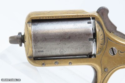 ENGRAVED Antique JAMES REID “My Friend” KNUCKLE DUSTER .22 Caliber REVOLVER 1870s Catskill, New York BRASS KNUCKLE PISTOL Combination - Image 4 of 13