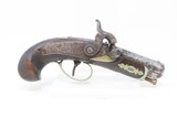 1850s Antique HENRY DERINGER .41 CALIBER Percussion Pistol ENGRAVED Lincoln Very Historically Charged Little Hideout Gun! - 2 of 17