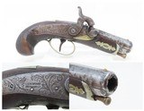 1850s Antique HENRY DERINGER .41 CALIBER Percussion Pistol ENGRAVED Lincoln Very Historically Charged Little Hideout Gun! - 1 of 17