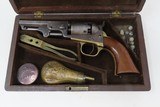 VERY NICE Cased Antique CIVIL WAR/FRONTIER .31 Percussion COLT M1849 Pocket TWO CHAMBER BULLET MOLD, POWDER FLASK, ELEY CAP TIN - 3 of 24